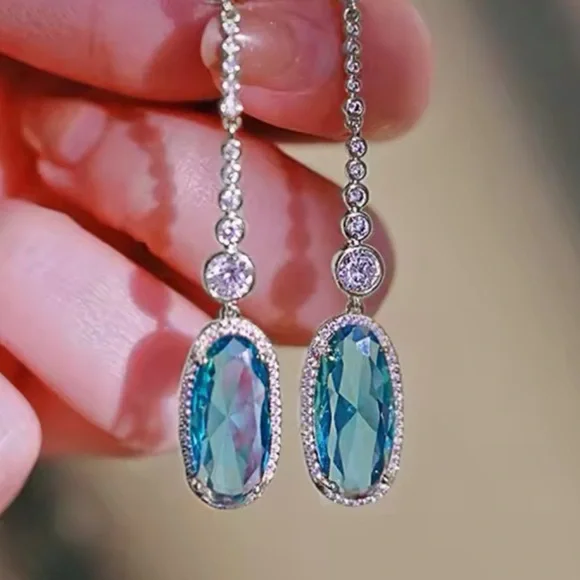 Blue Topaz Dangle Earrings - Picture 3 of 5